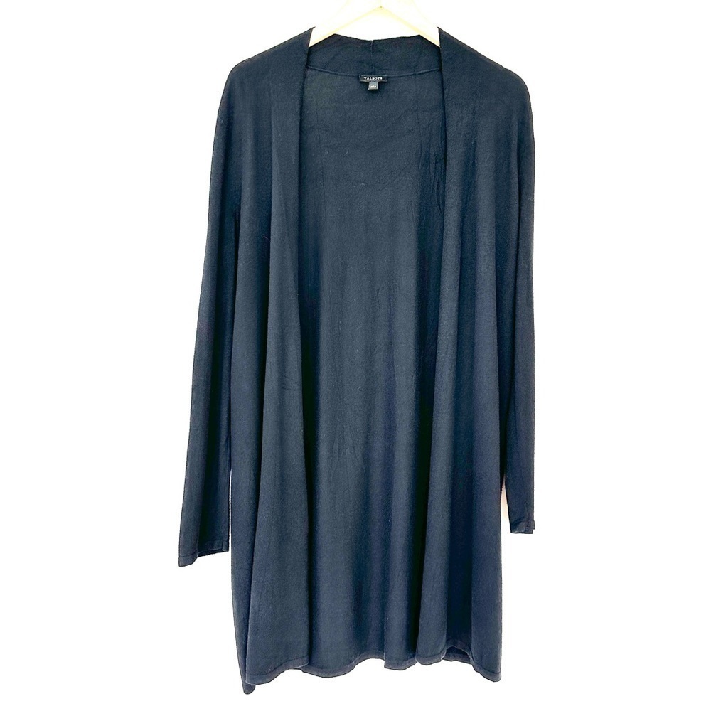 Talbots open cardigan in a cotton blend, lightweight knit, longer length